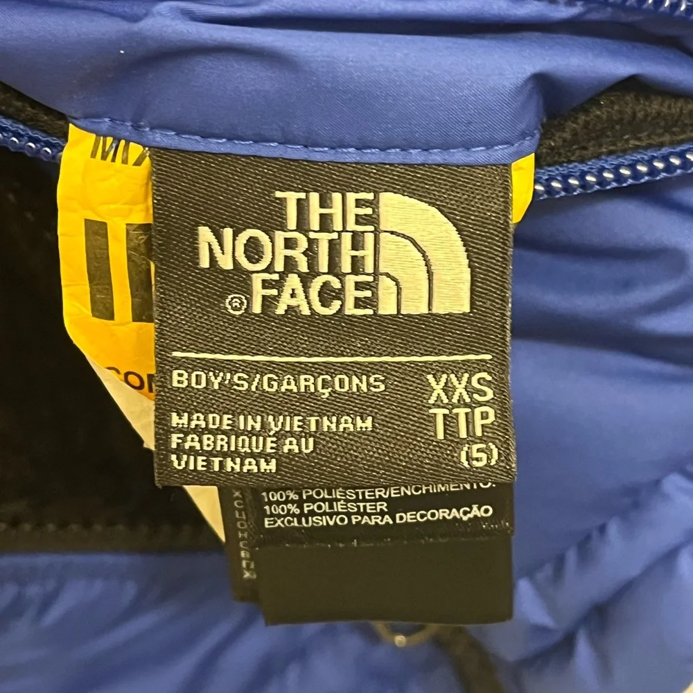 The North Face Youth size XXS Blue and Black Reversible Fleece Puffer Jacket - Picture 4 of 7
